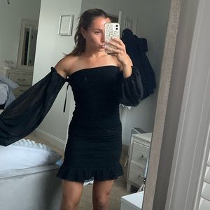 Black hello molly strapless long sleeve dress